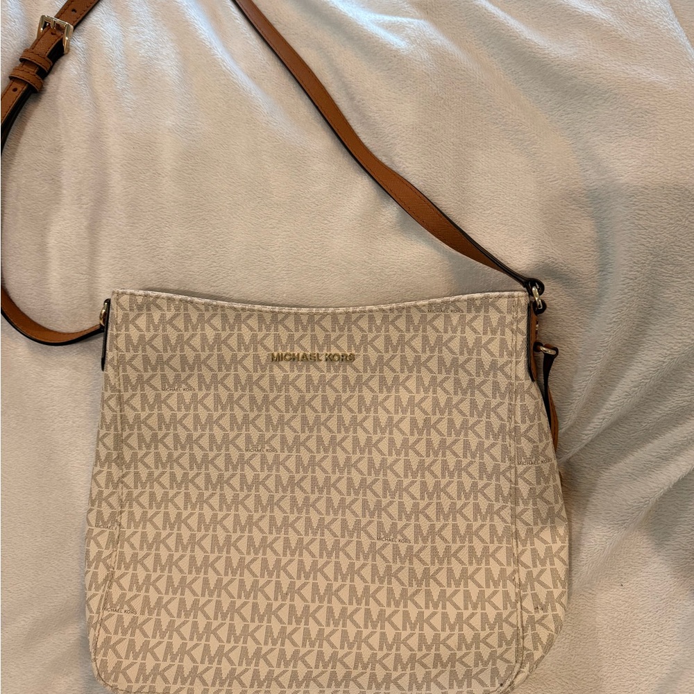 Michael Kors Beige Monogram Crossbody Bag